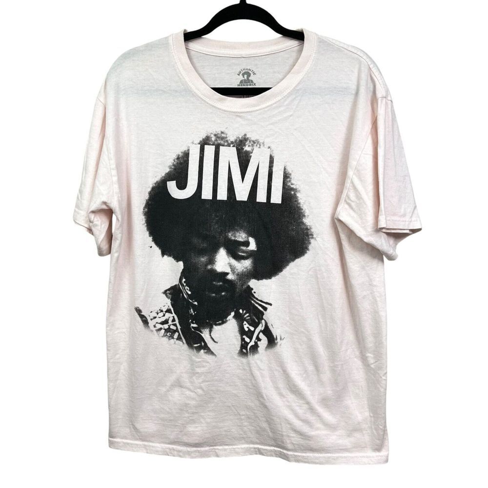 Jimi Hendrix Womens T Shirt Top Authentic Hendrix Short Sleeve Pale Pink Size L*